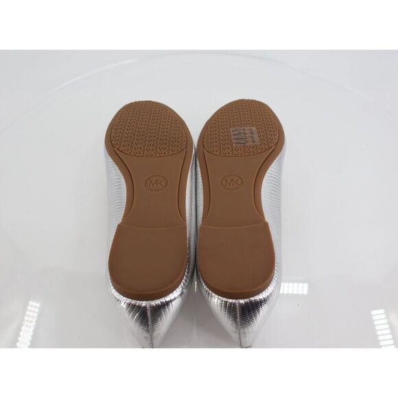 Michael Kors Honey Ballet Flats Womens 9 Silver Metallic Slip On Shoes Vegan - Picture 12 of 13